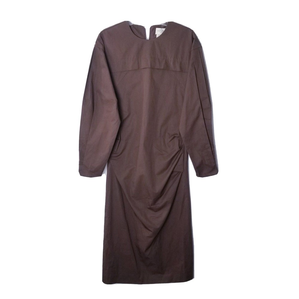 Helder Antwerp Brown Pleated Sleeve Dress Small S Pre-Fall Sustainable Designer